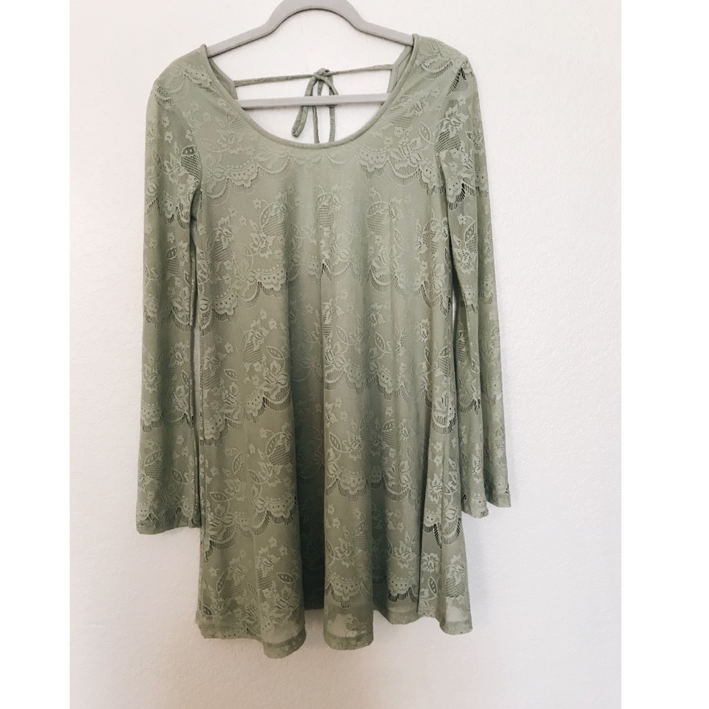 Altar’d State Long Sleeve Light Green Lace Dress